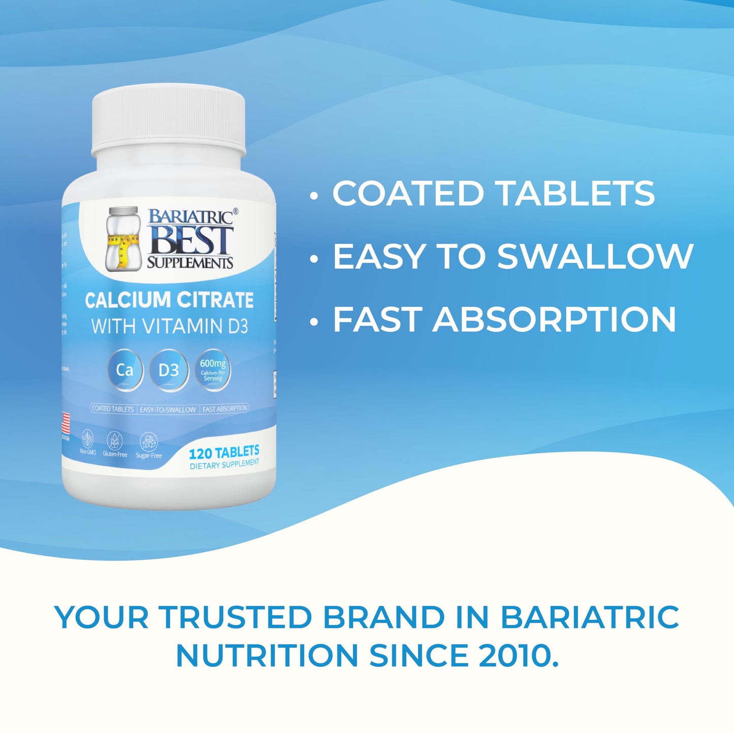 Bariatric Best Calcium Citrate with Vitamin D3 600mg Tablet, 120 Tablets