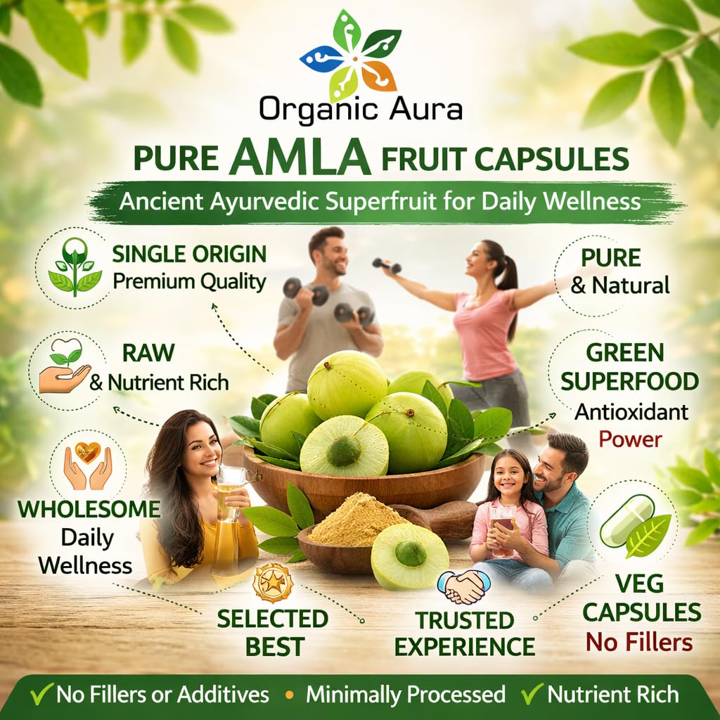 Organic Aura International Amla 1500mg Capsule, 120 Count