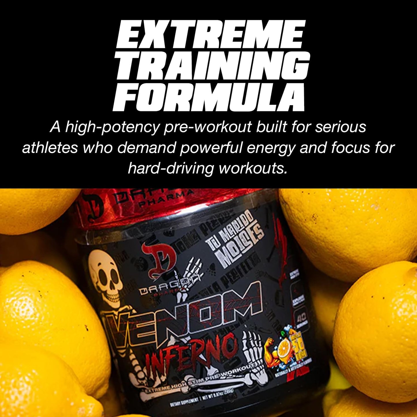 Dragon Pharma Venom Inferno Extreme High-Stim Pre-Workout Explosive Energy and Unparalleled Focus, Powder, 9.87 Ounce