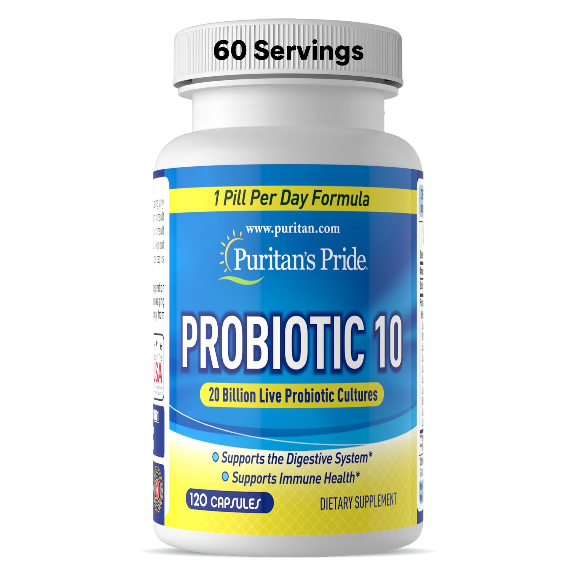 Puritan's Pride Probiotic 10 with Vitamin D to support immune function Capsules 240