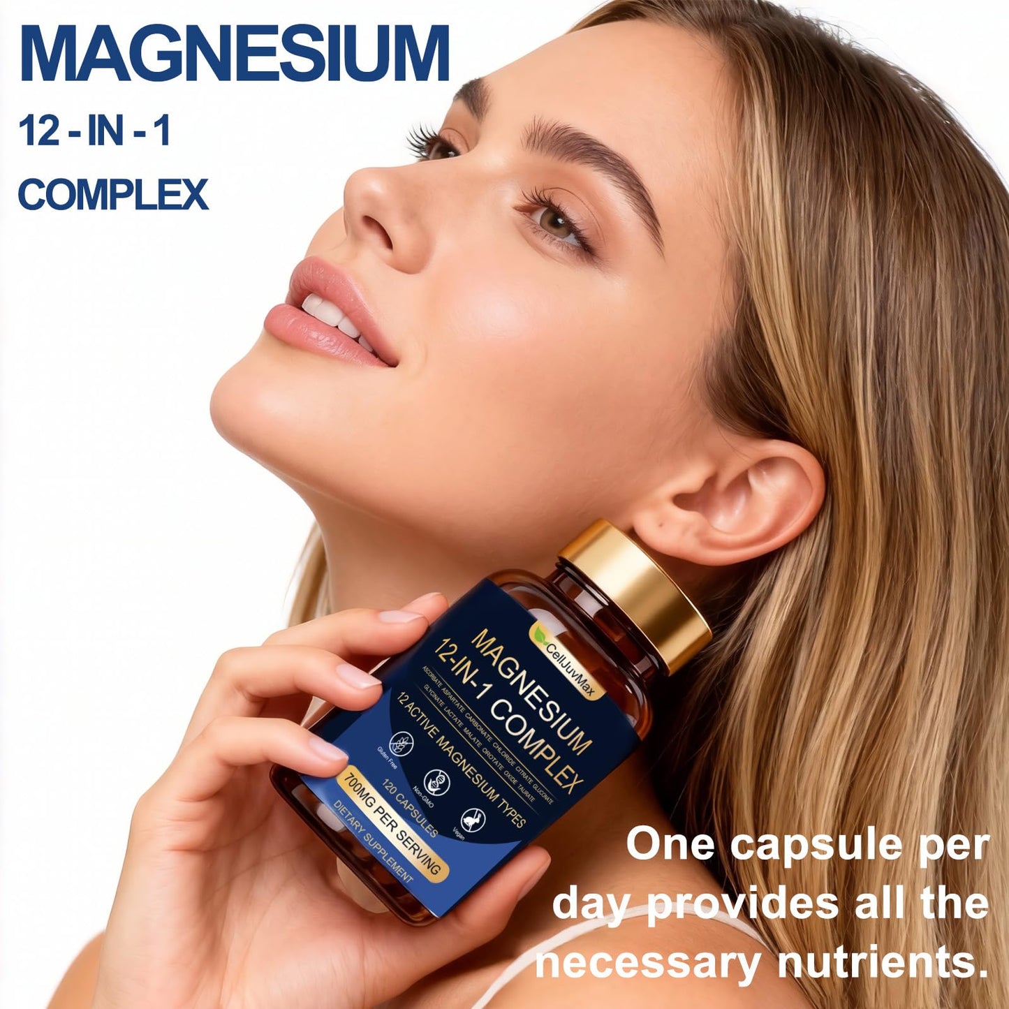WOJJ Magnesium 12-in-1 Complex 700mg with Glycinate & Citrate Capsules, 120 Count
