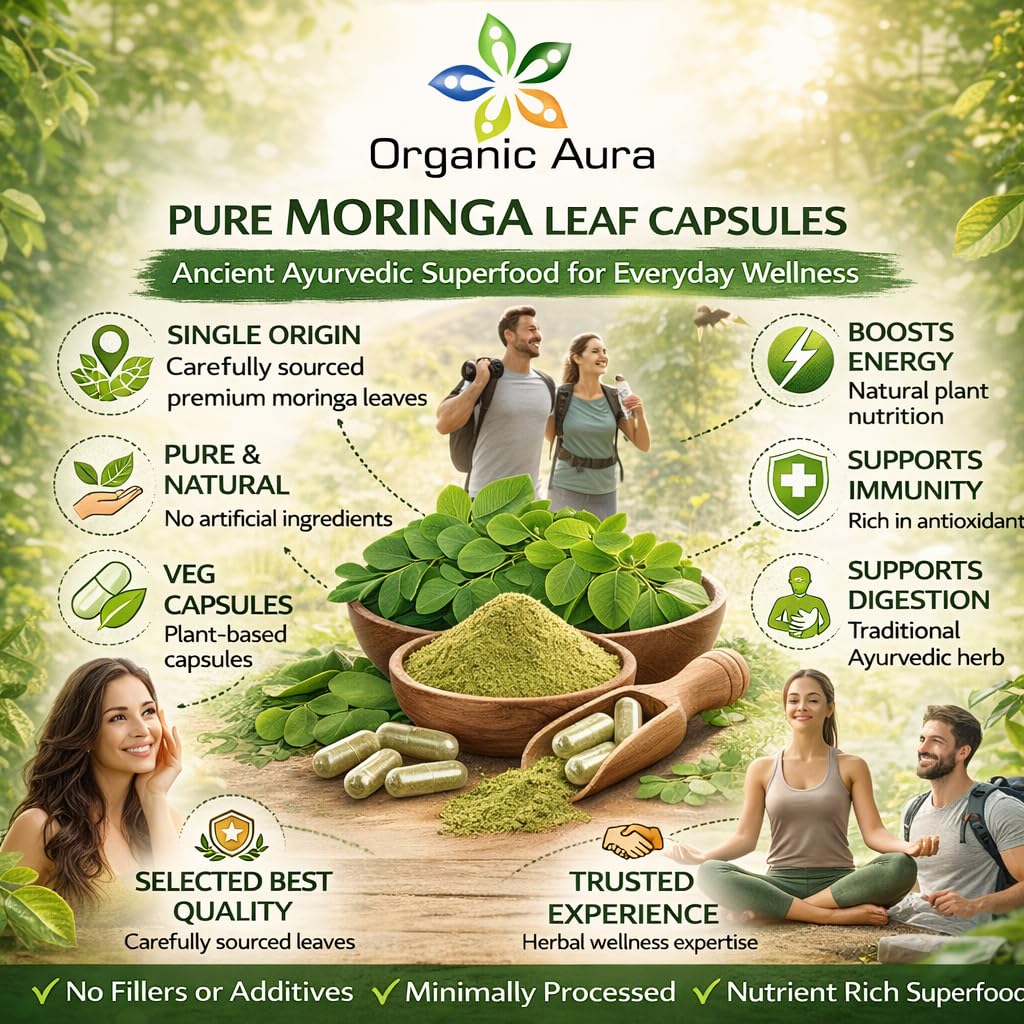 Organic Aura International Moringa Capsules, 240 Capsules