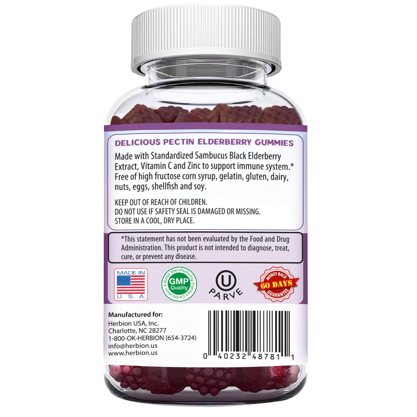 HERBION Elderberry Gummies with Vitamin C & Zinc Gummy 3-Pack