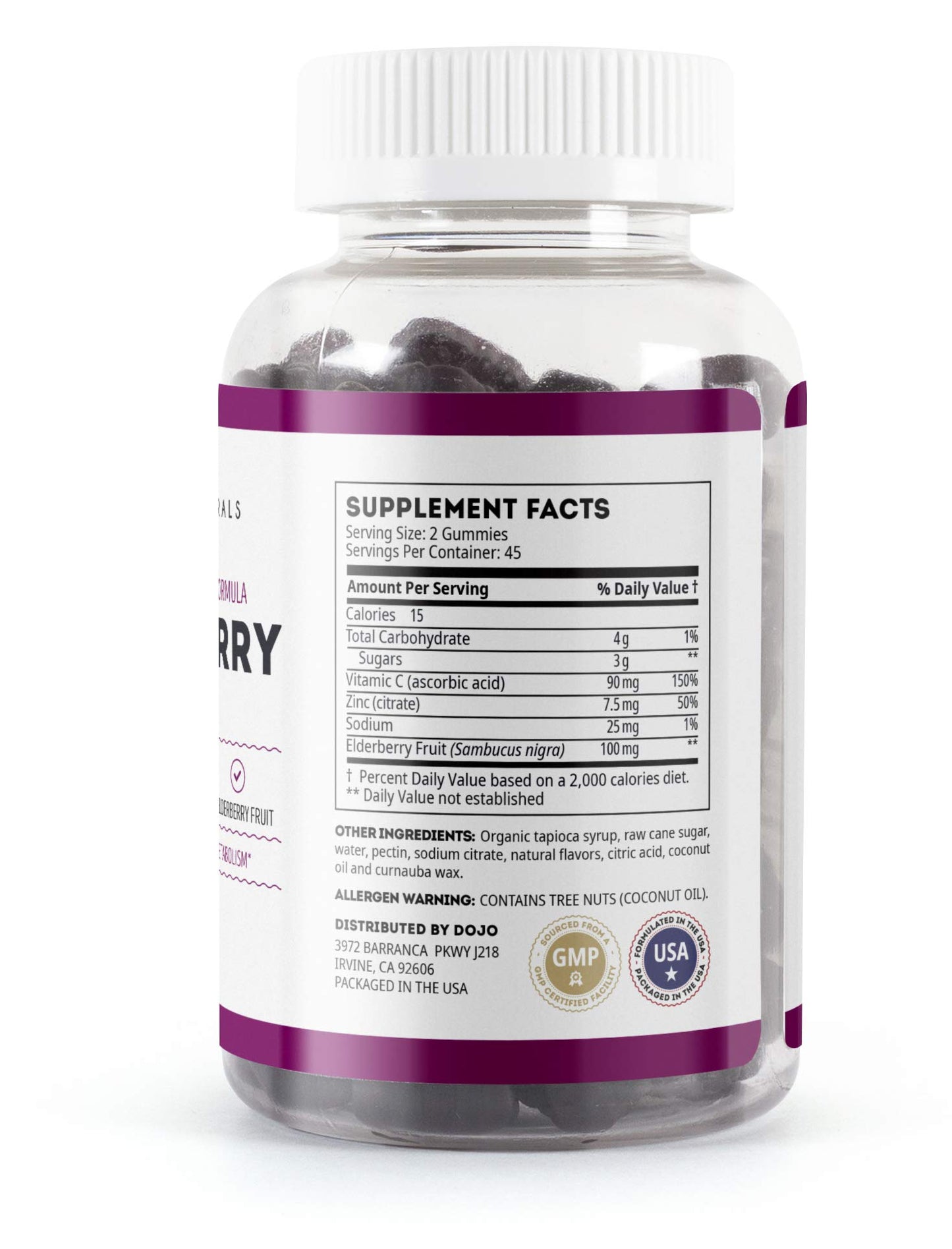 Kate Naturals Elderberry Gummies with Vitamin C and Zinc for Adults & Kids, 90 Gummies