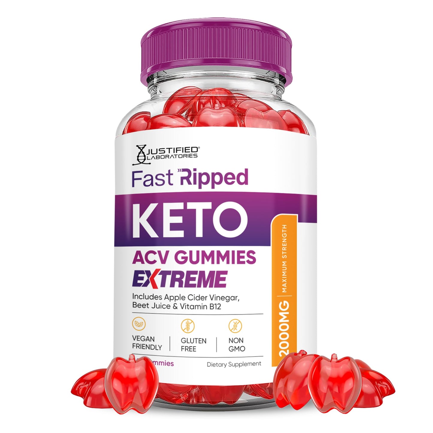 Justified Laboratories Fast Ripped Keto ACV Gummies Extreme (2000 mg) - 60 Gummies