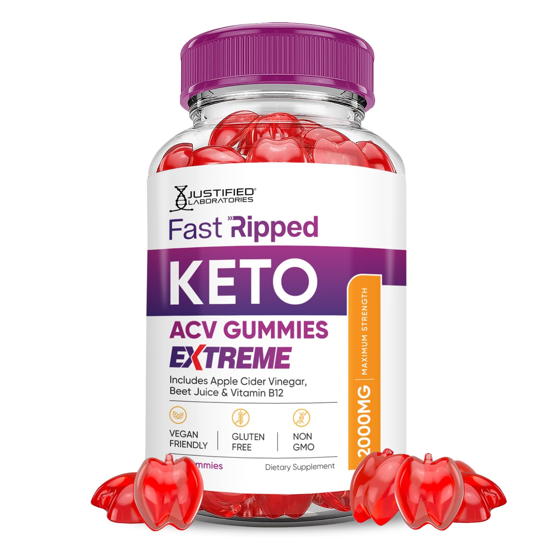 Justified Laboratories Fast Ripped Keto ACV Gummies Extreme (2000 mg) - 60 Gummies