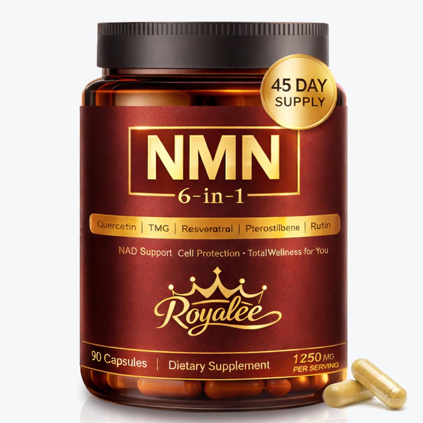 Royalee NMN NAD Supplement 1250mg Capsule, 90 Capsules