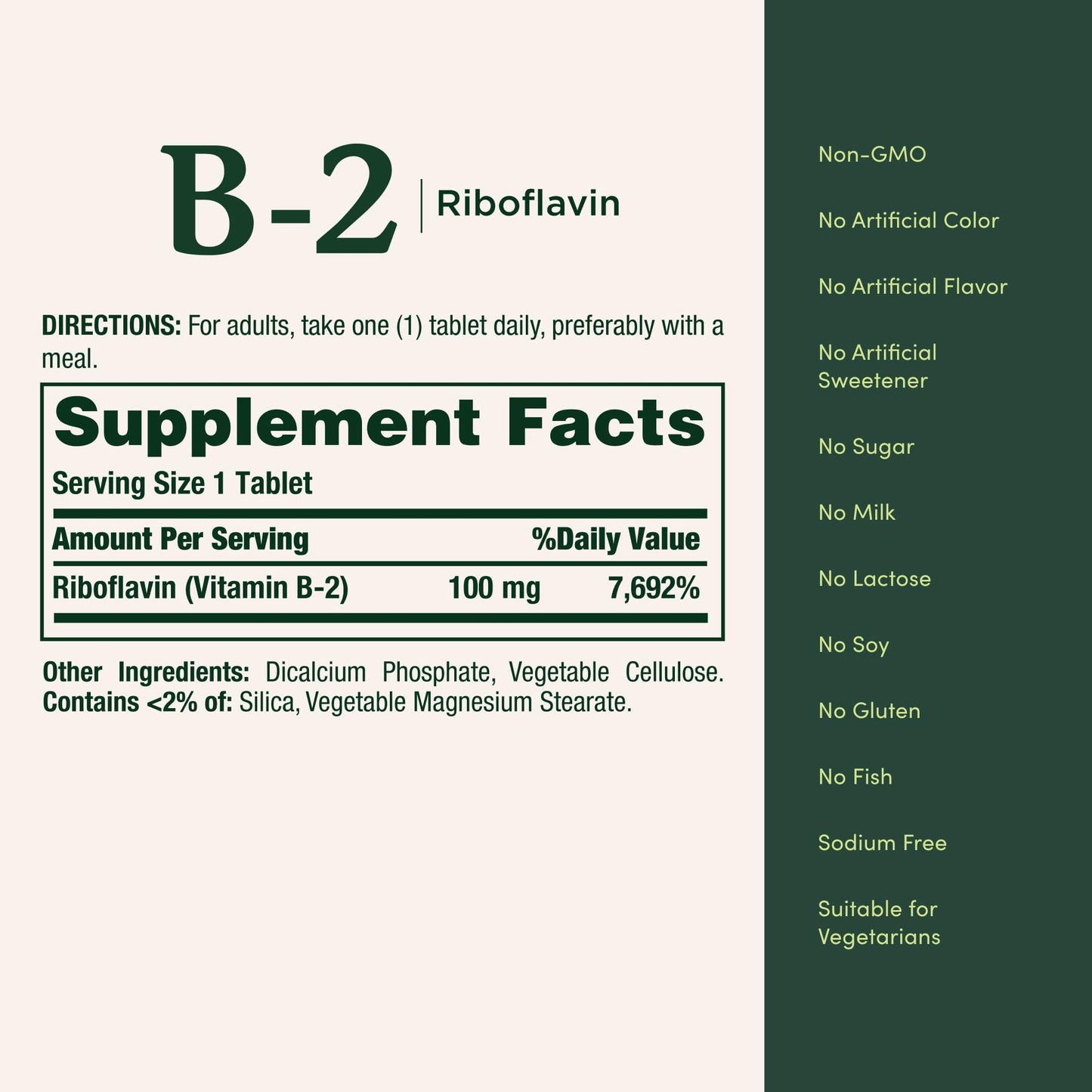 Nature's Bounty Vitamin B-2 100mg Tablet, 100 Count
