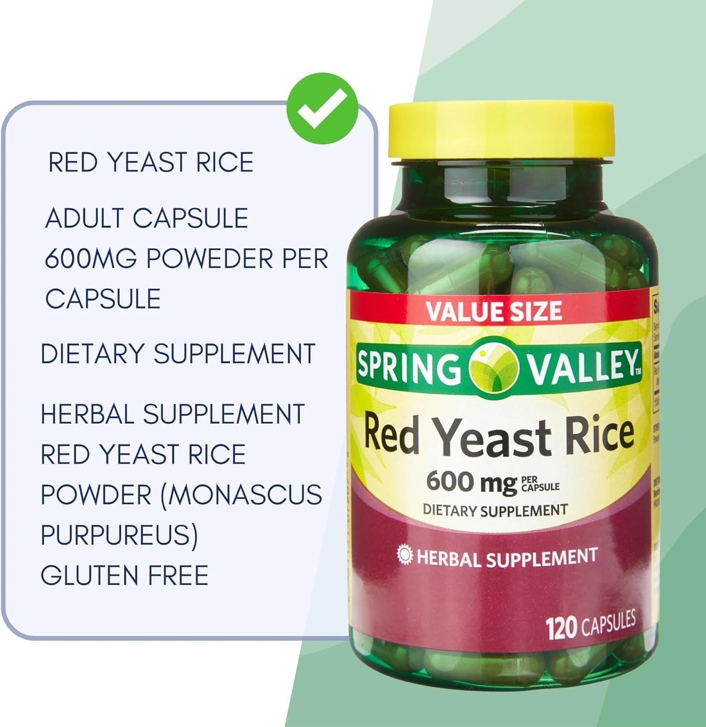 BASKETGOODS Red Yeast Rice 600 mg Capsule, 120 Count
