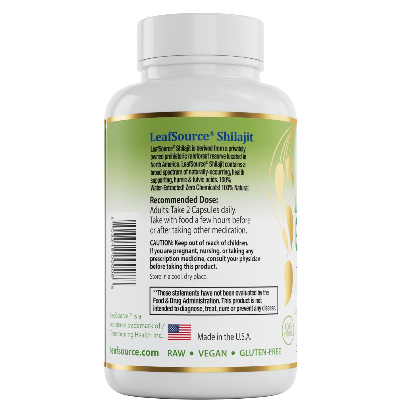 LEAFSOURCE Shilajit with Humic & Fulvic Acid Capsules, 120 Count