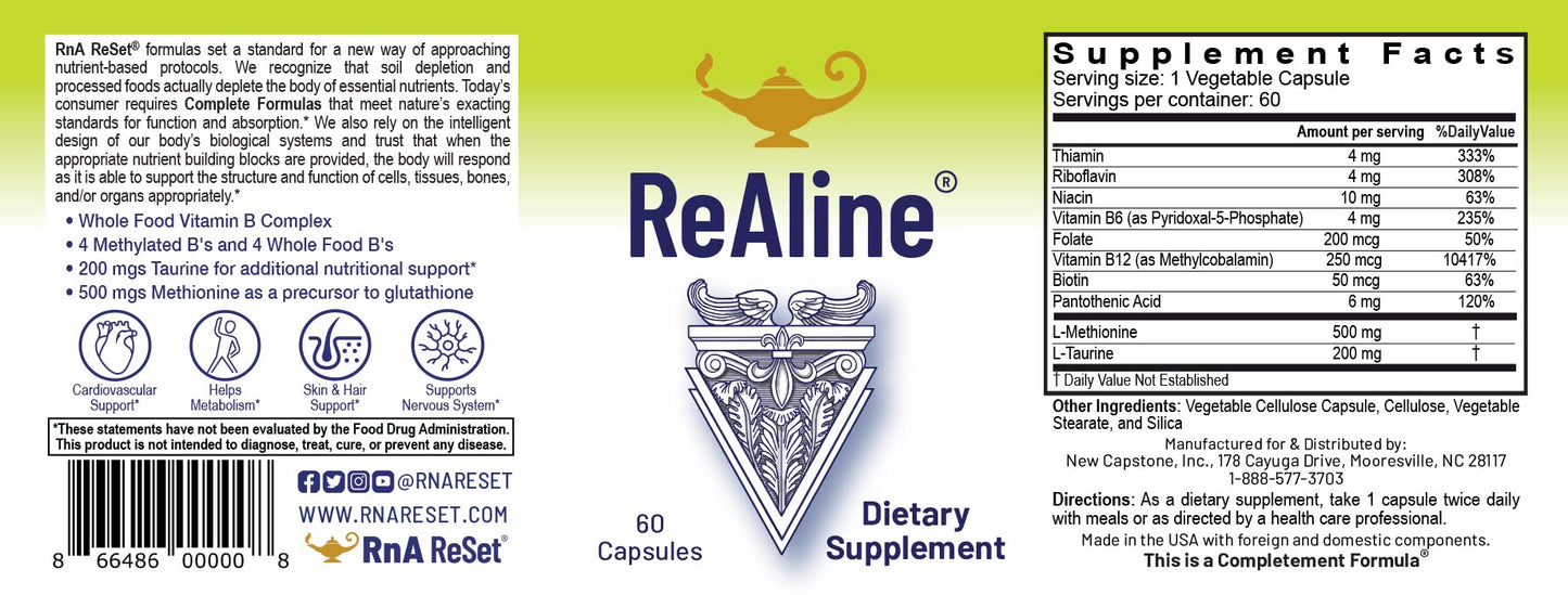 RnA ReSet ReAline Methylated Vitamin B Complex Supplement 60 Capsules