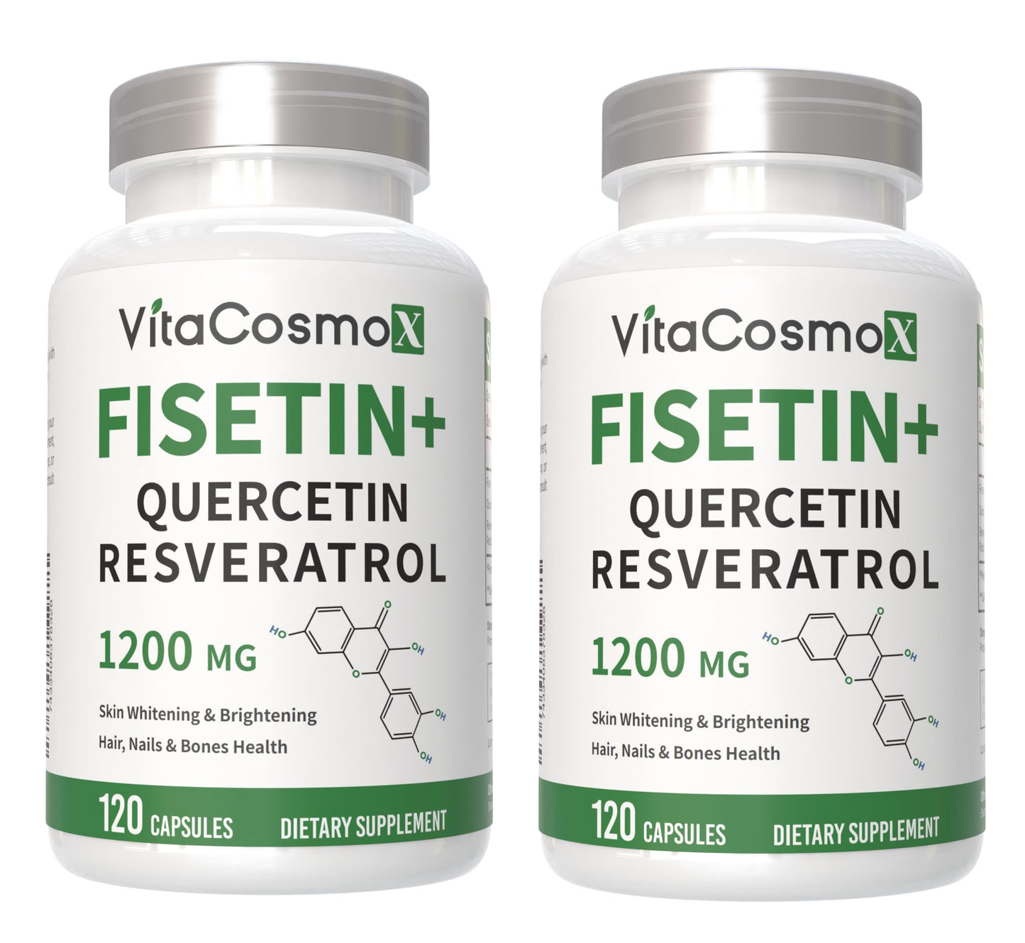 VitaCosmoX Fisetin Quercetin Resveratrol Supplement Capsules 240 Count