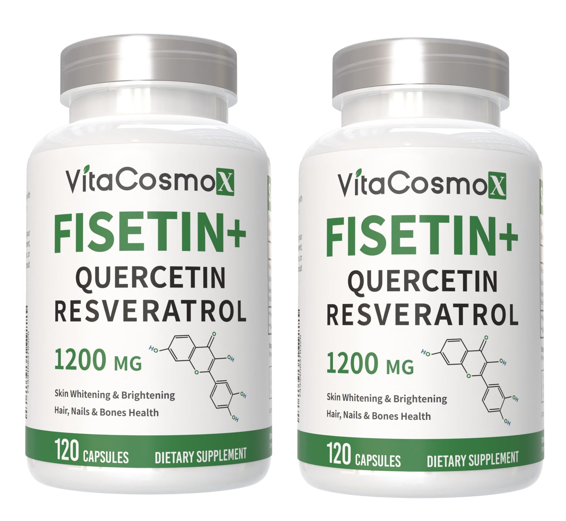 VitaCosmoX Fisetin Quercetin Resveratrol Supplement Capsules 240 Count
