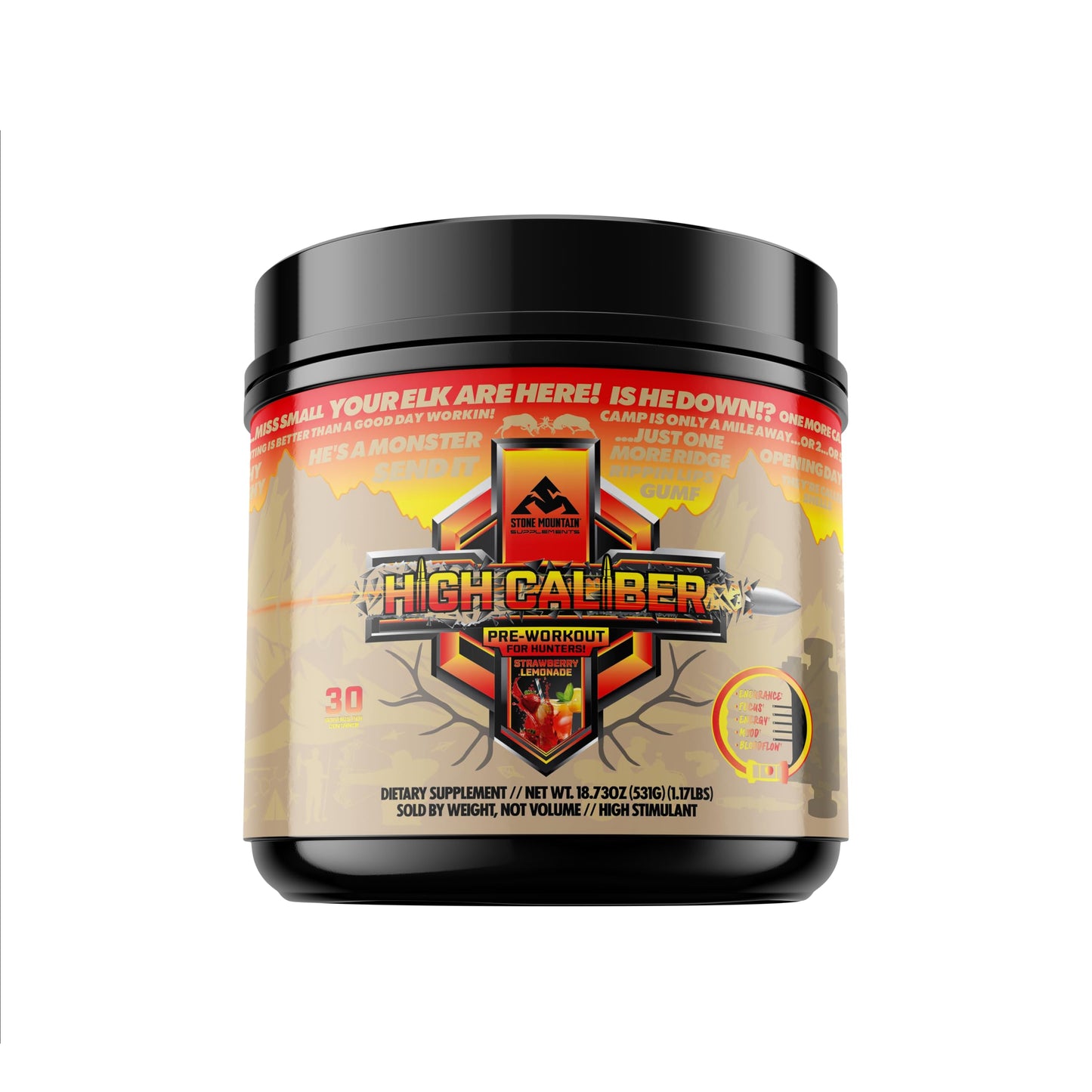 Stone Mountain Supplements High Caliber Pre-Workout Supplement for Hunters Powder 17.78