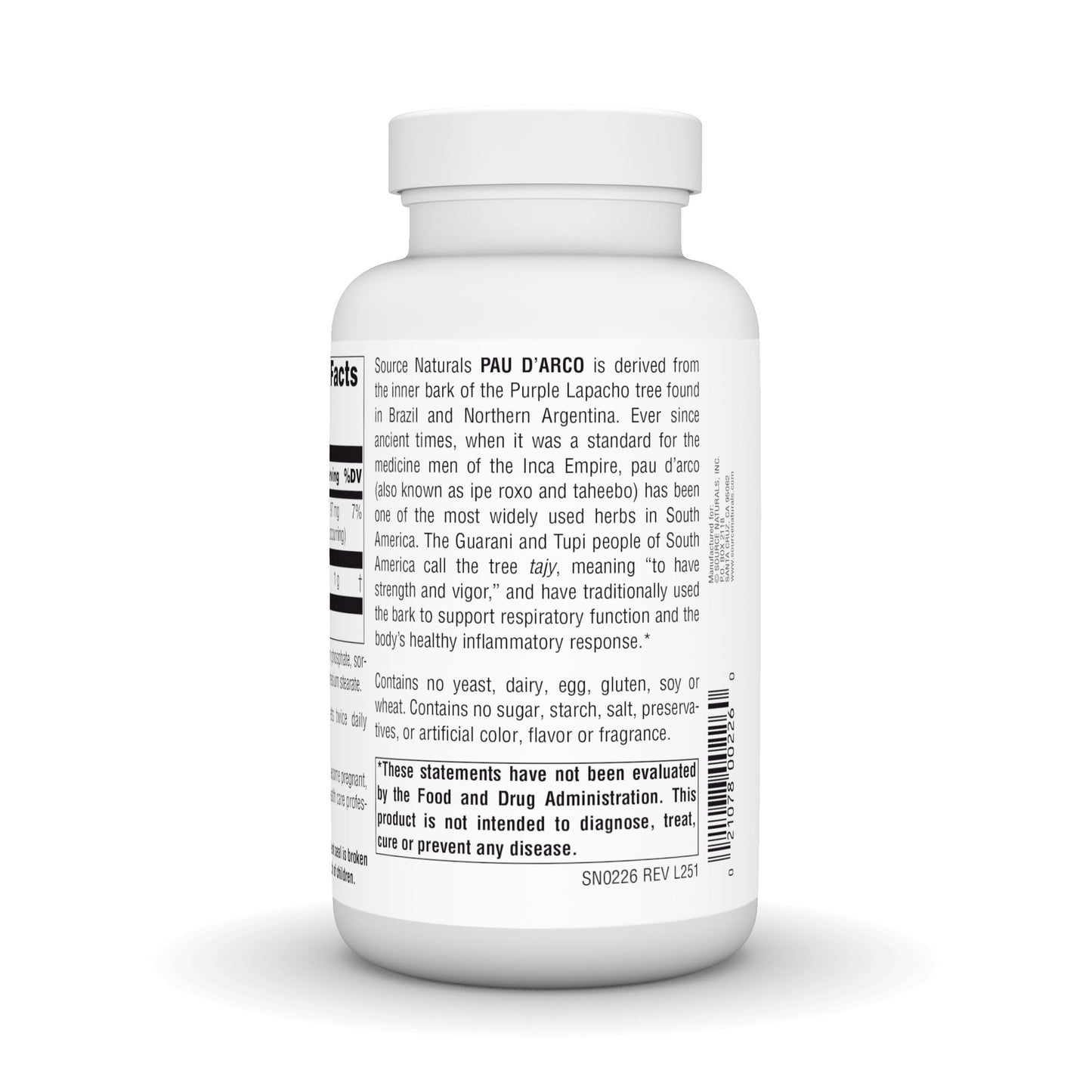 Source Naturals PAU D'Arco 500mg, 250 Tablets