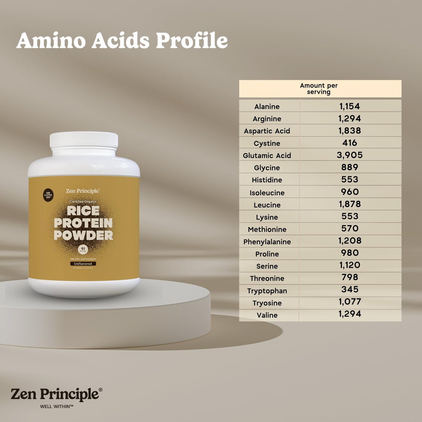 Zen Principle Organic Brown Rice Protein Powder 96 Servings