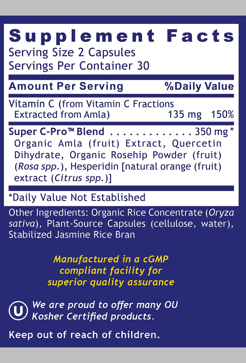 Quantum Nutrition Quantum Vitamin C Organic Natural Vitamin C Supplement for Women and Men, Whole Food Vitamin C Source, Pure with Bioflavonoids and Amla, Aids Immune Support, 60 Vegan Capsules