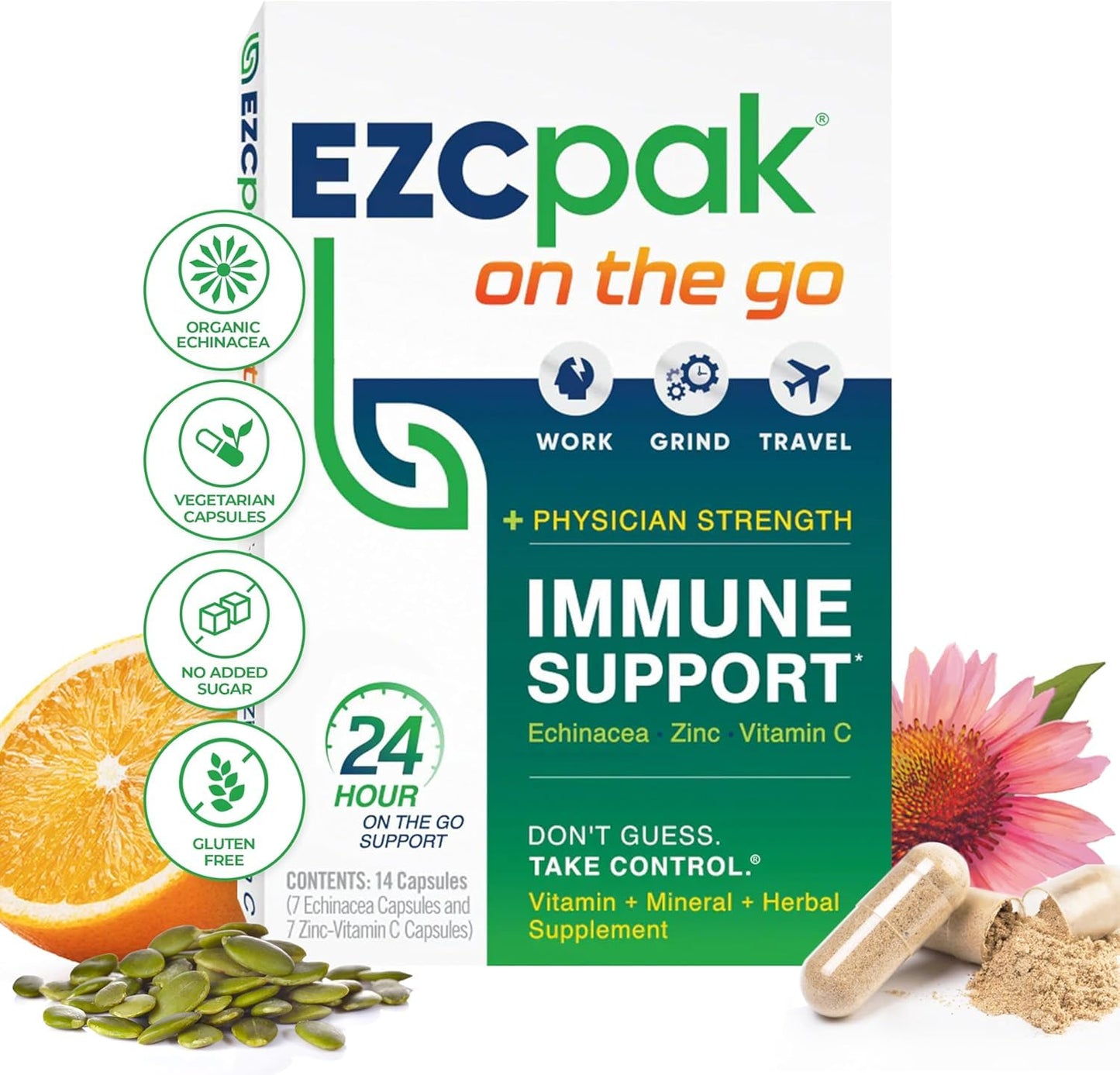 EZC Pak On The Go Immune System Booster Capsules, 1 Count