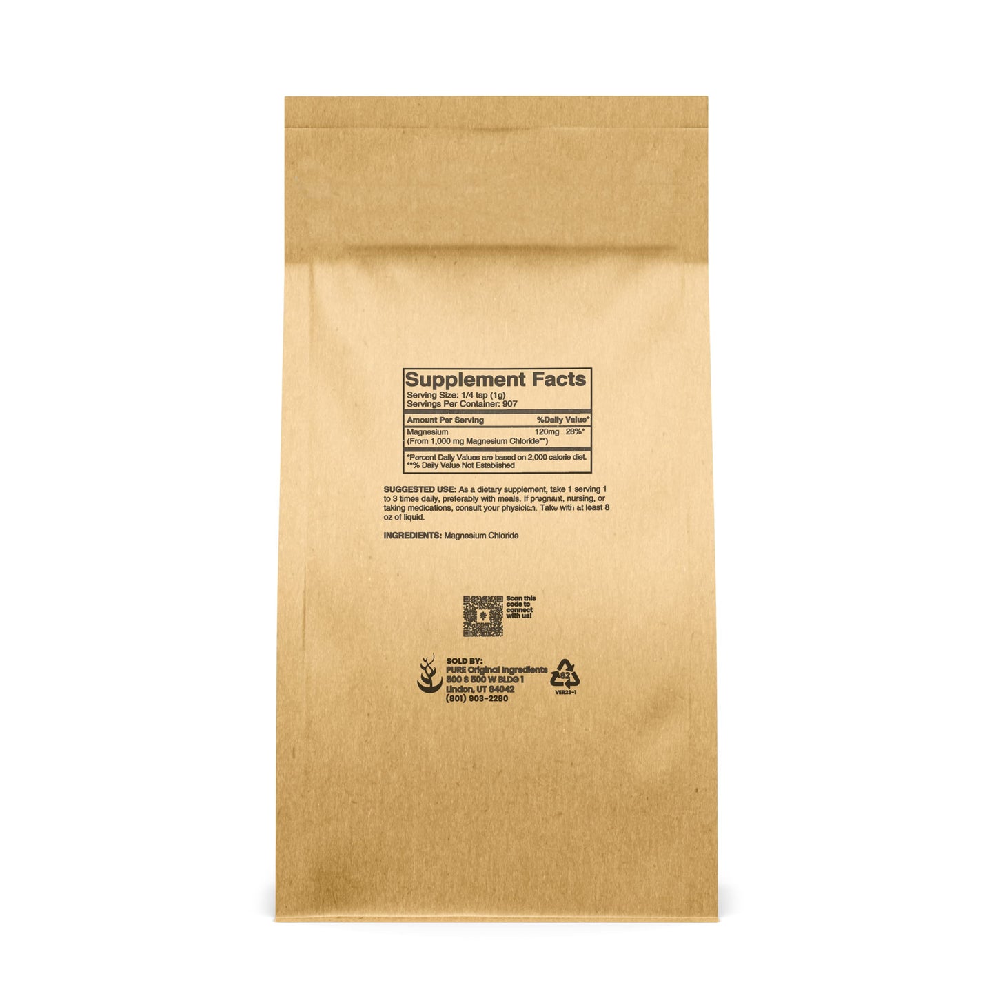 Pure Original Ingredients Magnesium Chloride Powder 32 oz