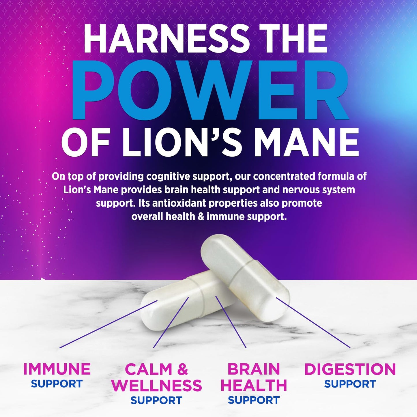 Nature's Nutrition Lion's Mane Mushroom Supplement Capsules 120 Capsules