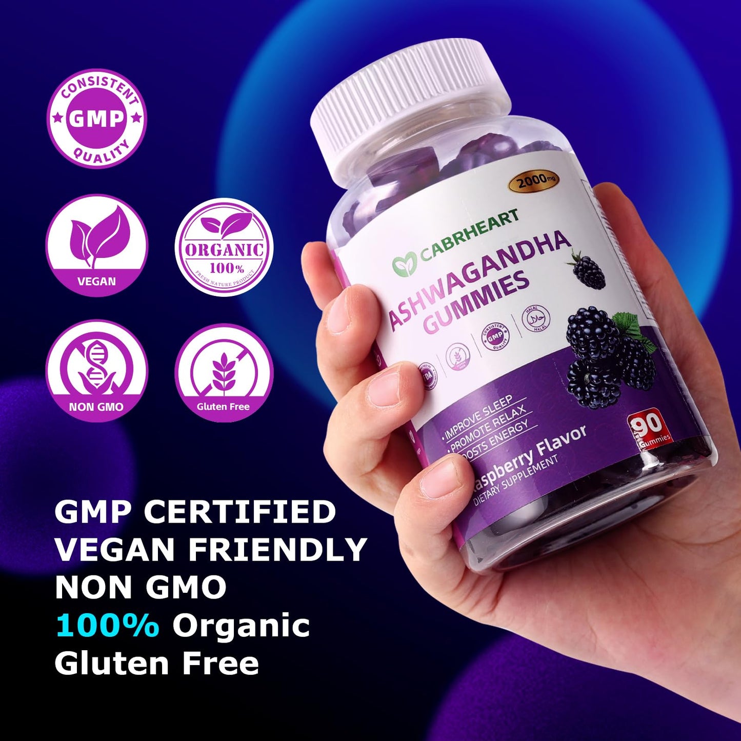 CABRHEART Ashwagandha Gummies 90 Count