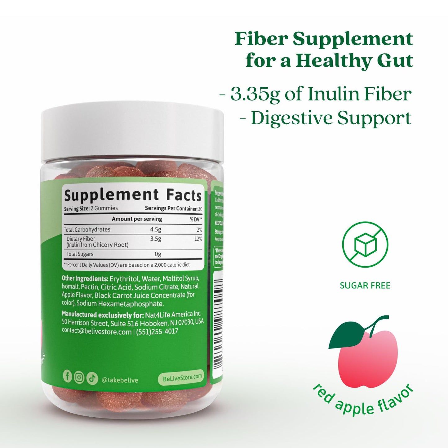BeLive Fiber Gummies Gummy, 120-count