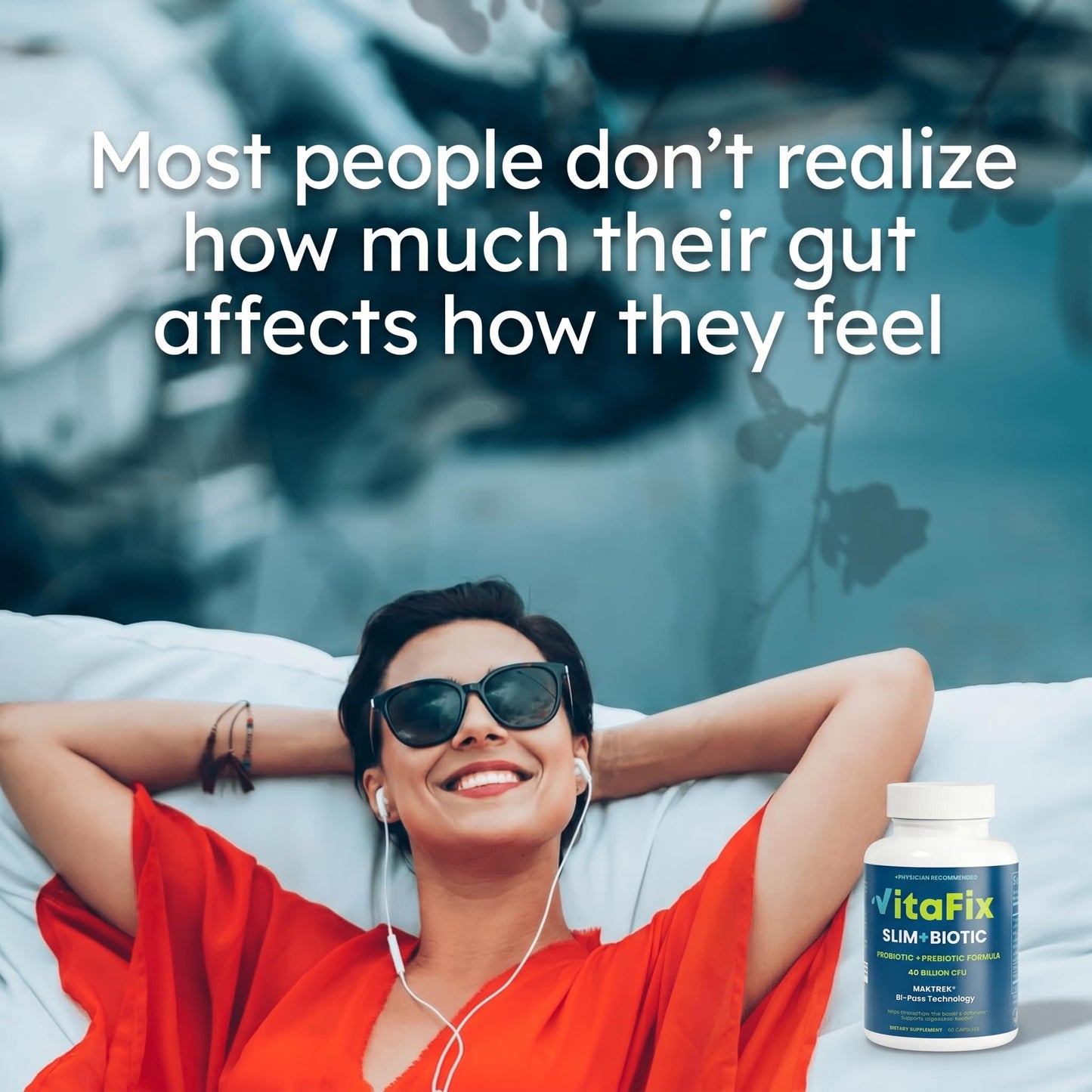 VitaFix Synbiotic Probiotic & Prebiotic Slimbiotic - 40 Billion CFU with MAKTREK Bi-Pass Tech Capsules, 60 Count