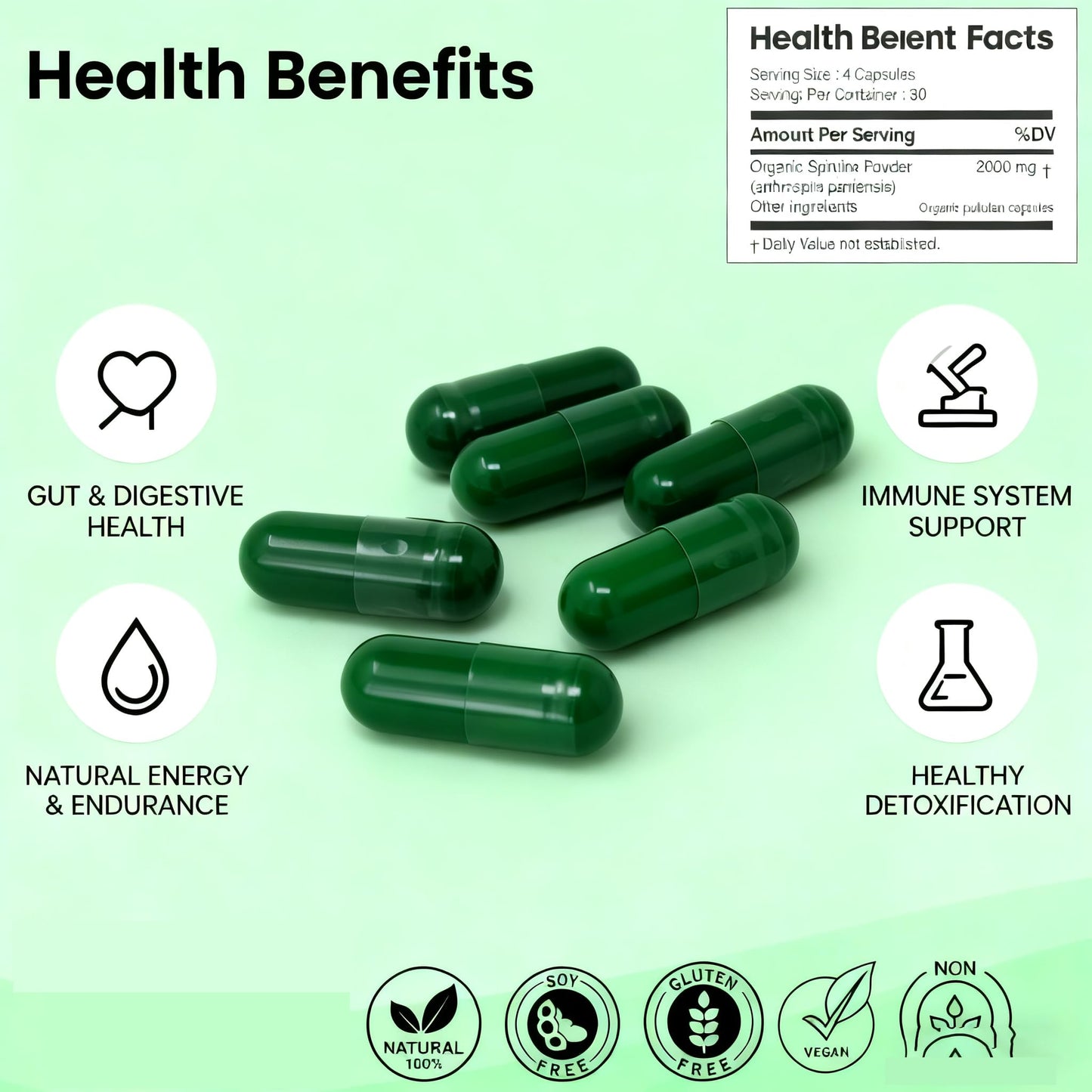 DABC OAK LAND Spirulina Capsules 480 Capsules