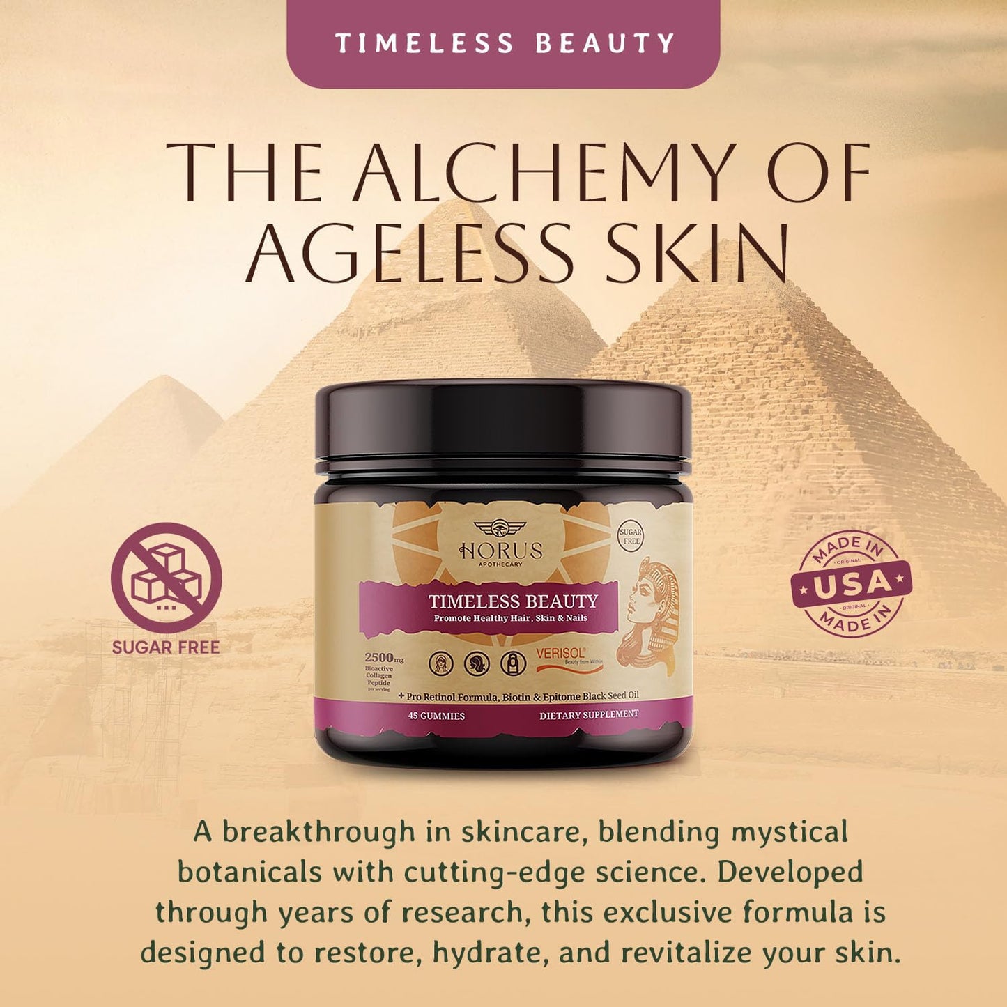 Horus Apothecary Timeless Beauty Verisol Collagen Gummies 45 Count