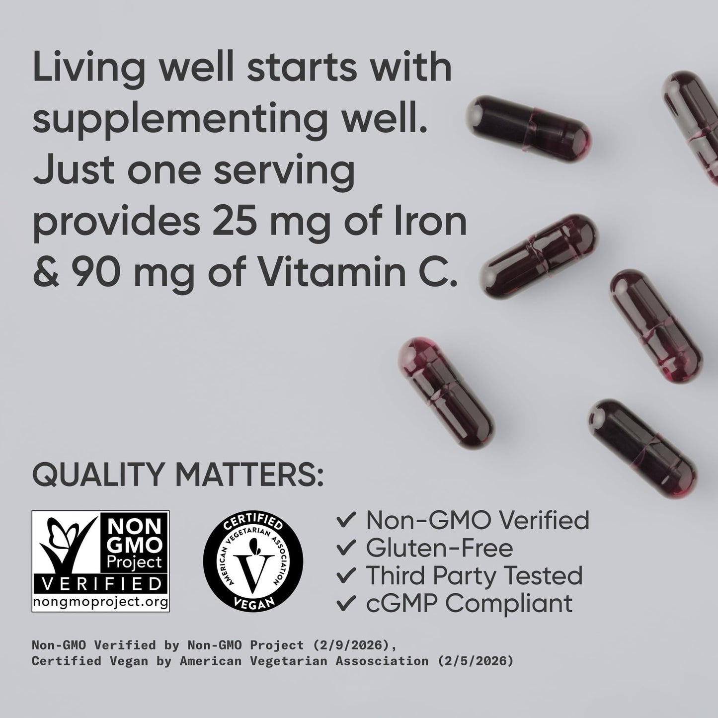 Sports Research Iron with Vitamin C High Absorption Iron Supplement 90 Capsules