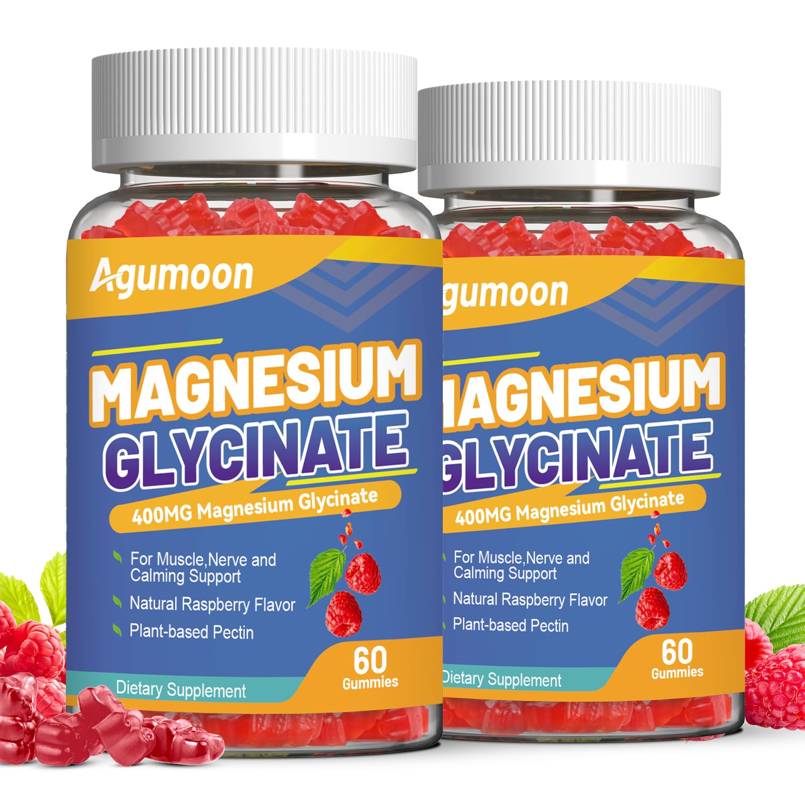 Agumoon Magnesium Glycinate Gummies 400mg with L-Threonate 200mg, 120 Gummies