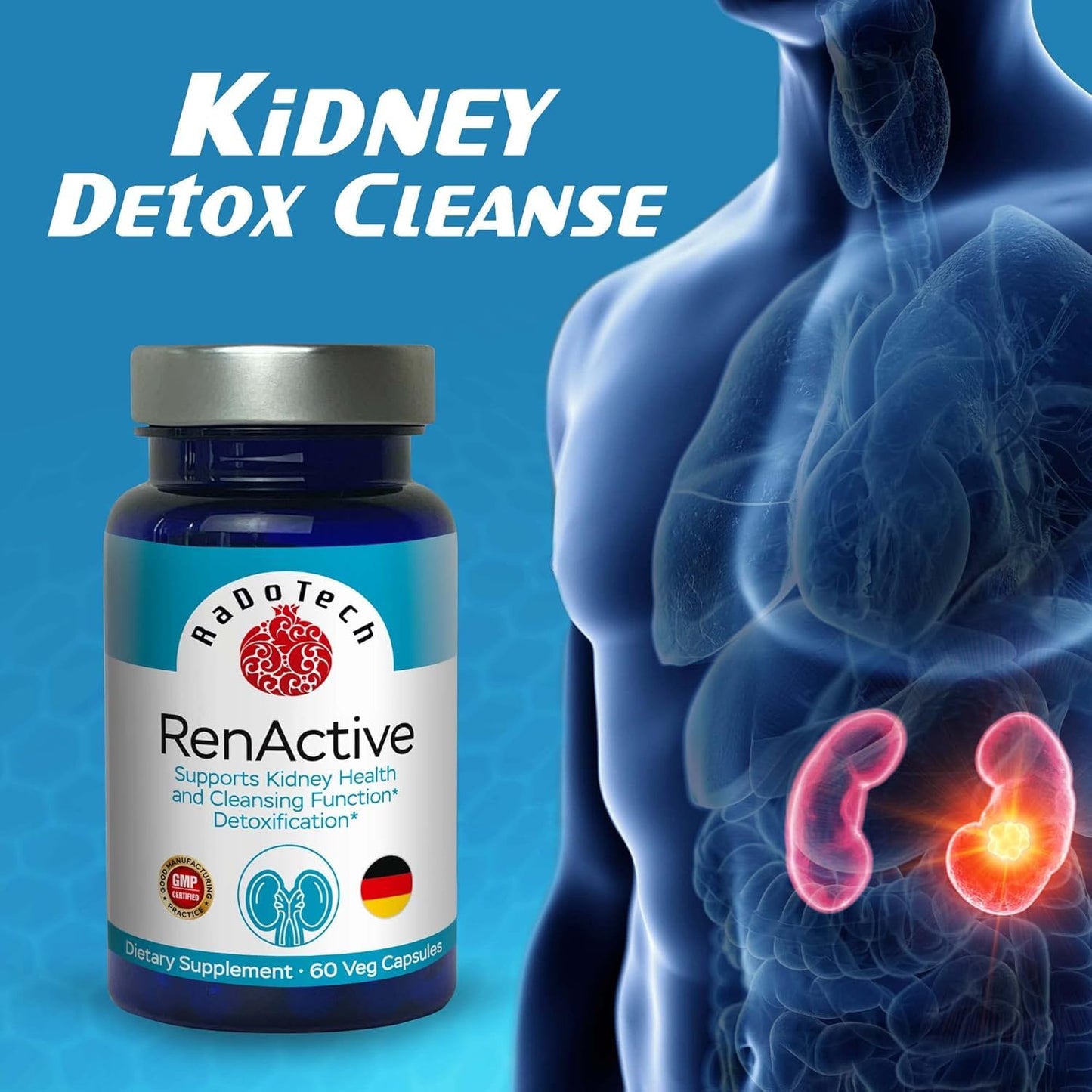 RaDoTech RenActive Kidney Detox Cleanse Capsules 180 Count