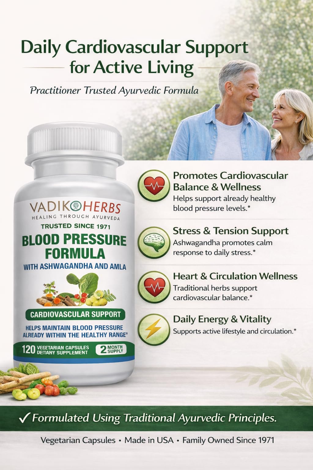 Vadik Herbs Ayurvedic Cardiovascular Support Supplement, 120 Capsules