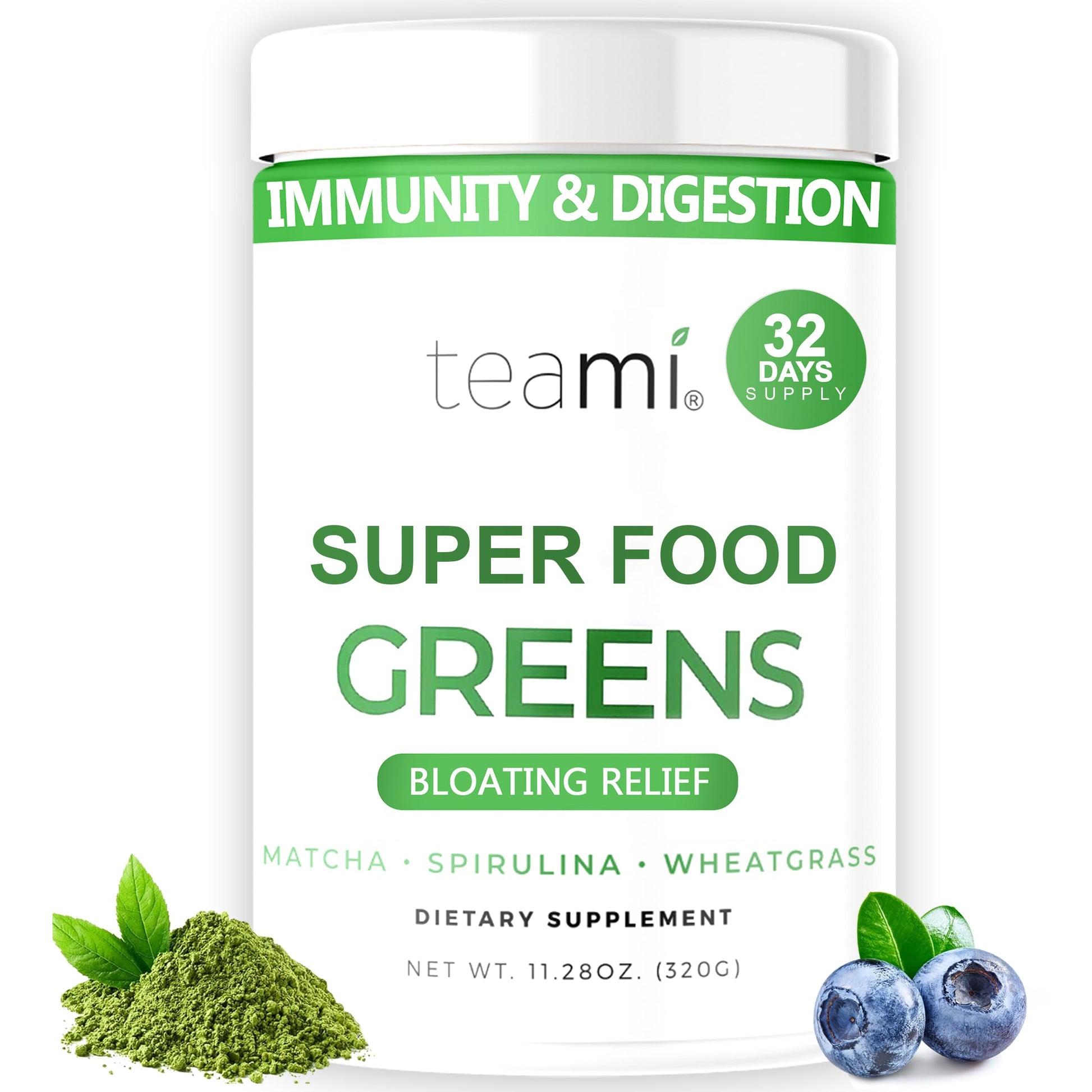 Teami Organic Super Greens Powder for Immunity & Digestion, 11.28 Ounce