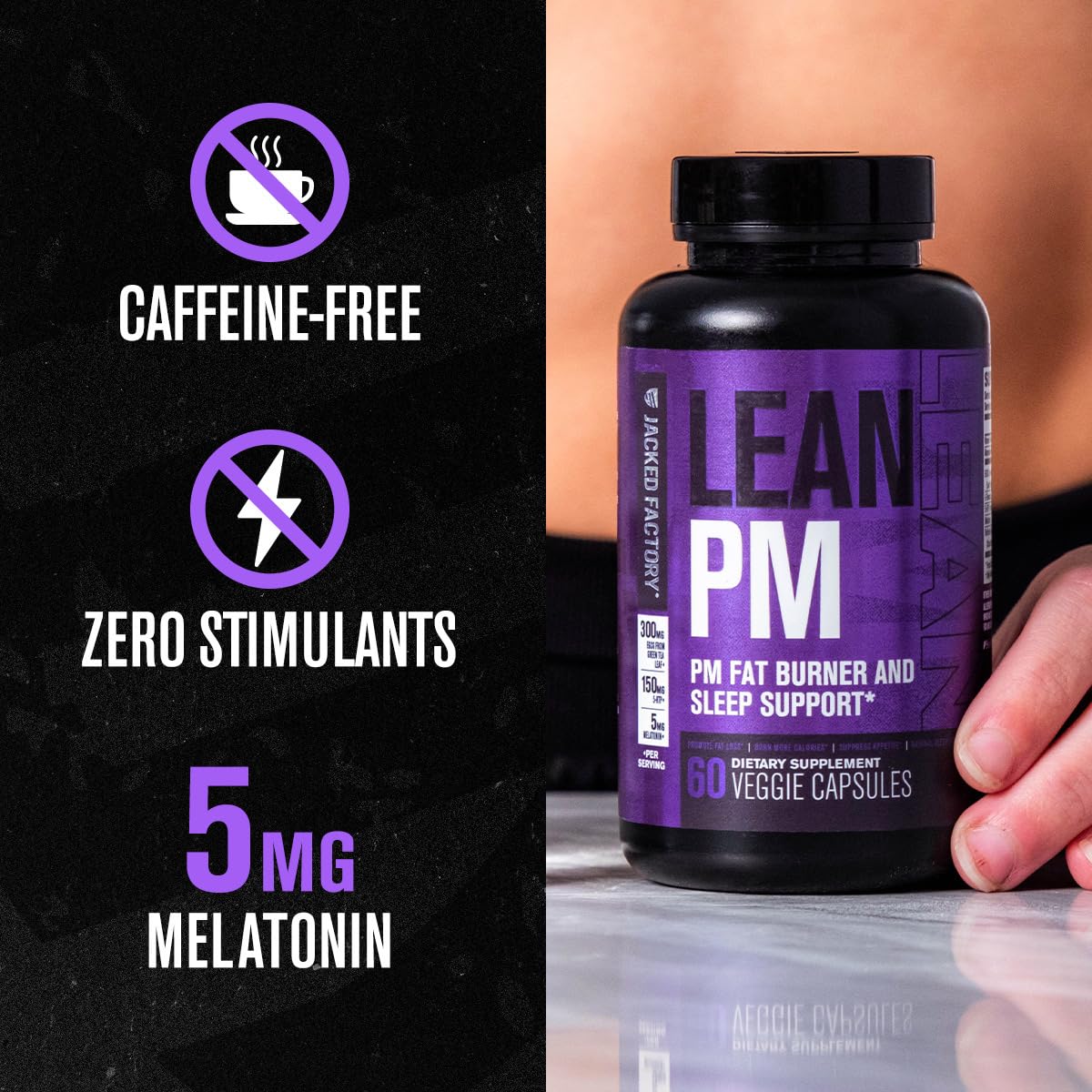 Jacked Factory Burn XT Thermogenic Fat Burner & Lean PM Nighttime Weight Loss Supplement for Men & Women 60 Tablets
