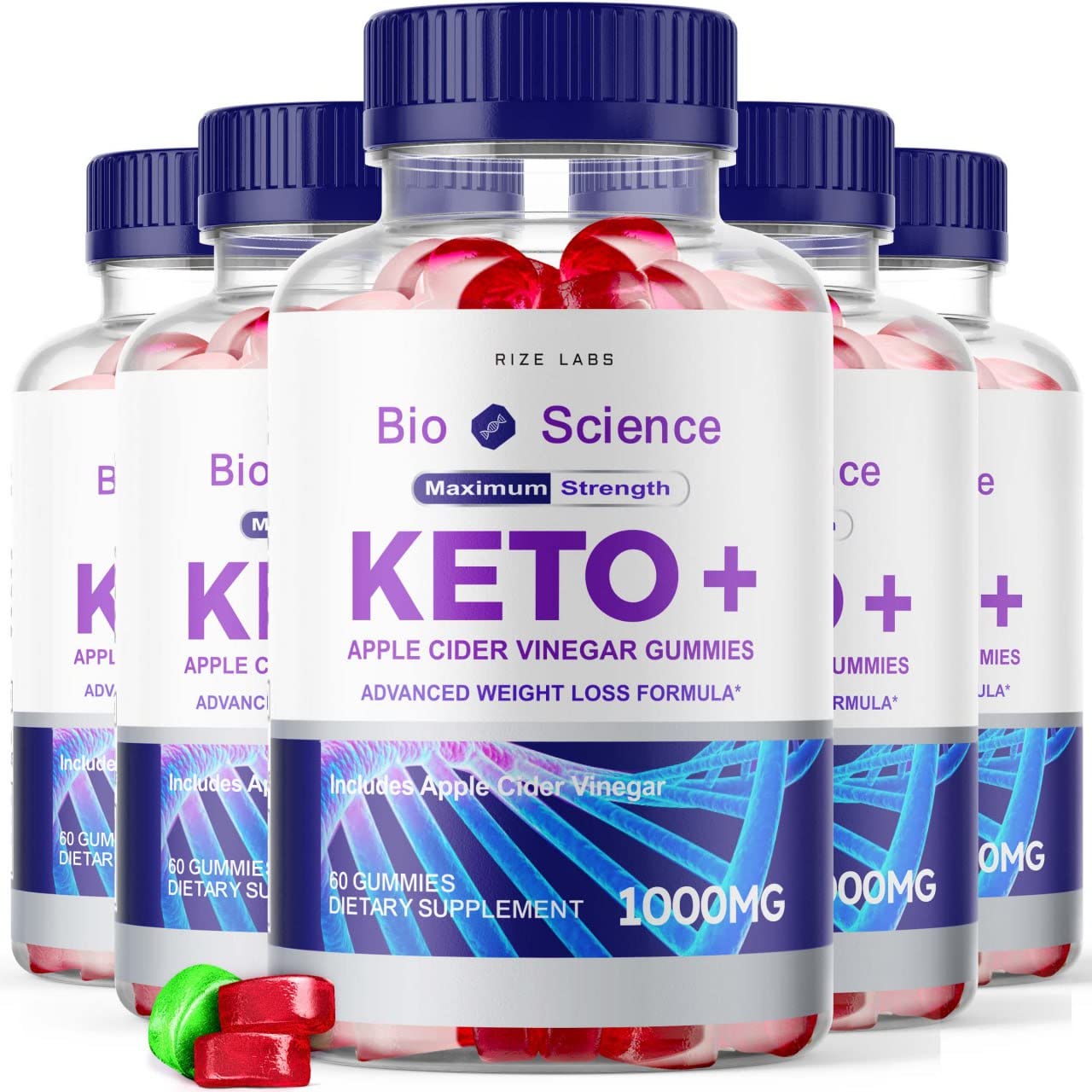 Rize Labs Bio Science Keto Plus Gummies for Weight Loss, Extra Strength, Apple Cider Vinegar, 60 Gummies