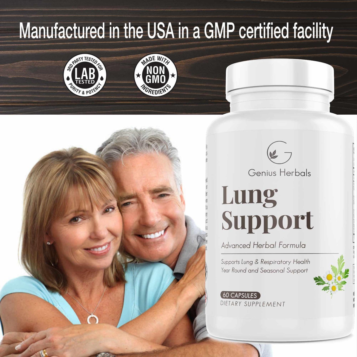 GENIUS HERBALS Lung Support Capsule, 60 Capsules