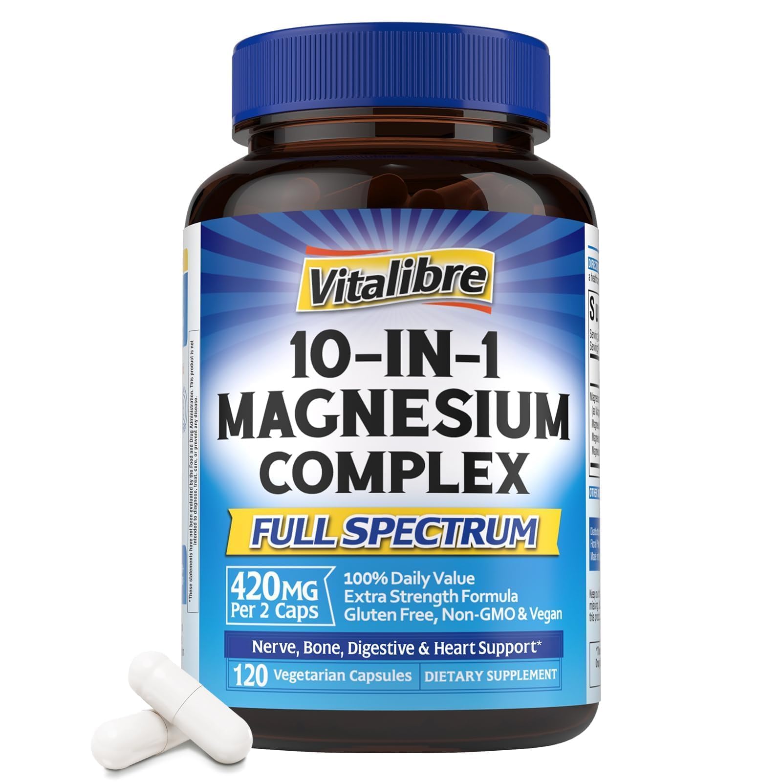 Vitalibre 10 in 1 Magnesium Complex Capsule, 120 Count