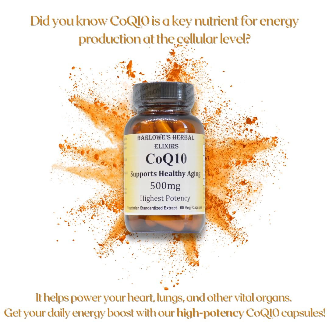 Barlowe's Herbal Elixirs CoQ10 Ubiquinone Hi-Potency Capsule, 60 Veggie Capsules