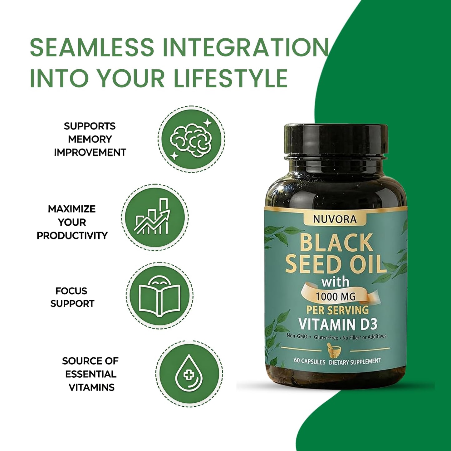 Nuvora Sabel Black Seed Oil Capsule, 60 Count
