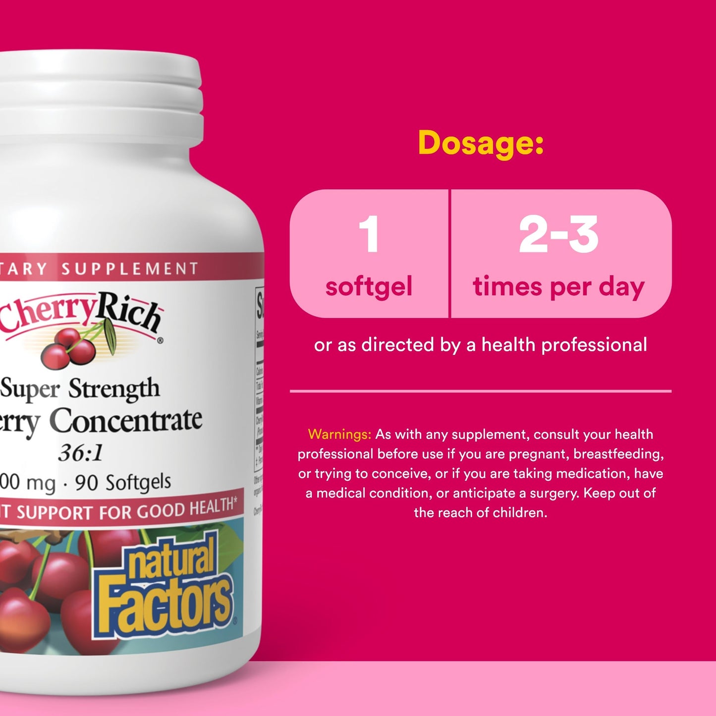 Natural Factors CherryRich Super Strength Cherry Concentrate Softgels, 90 Count