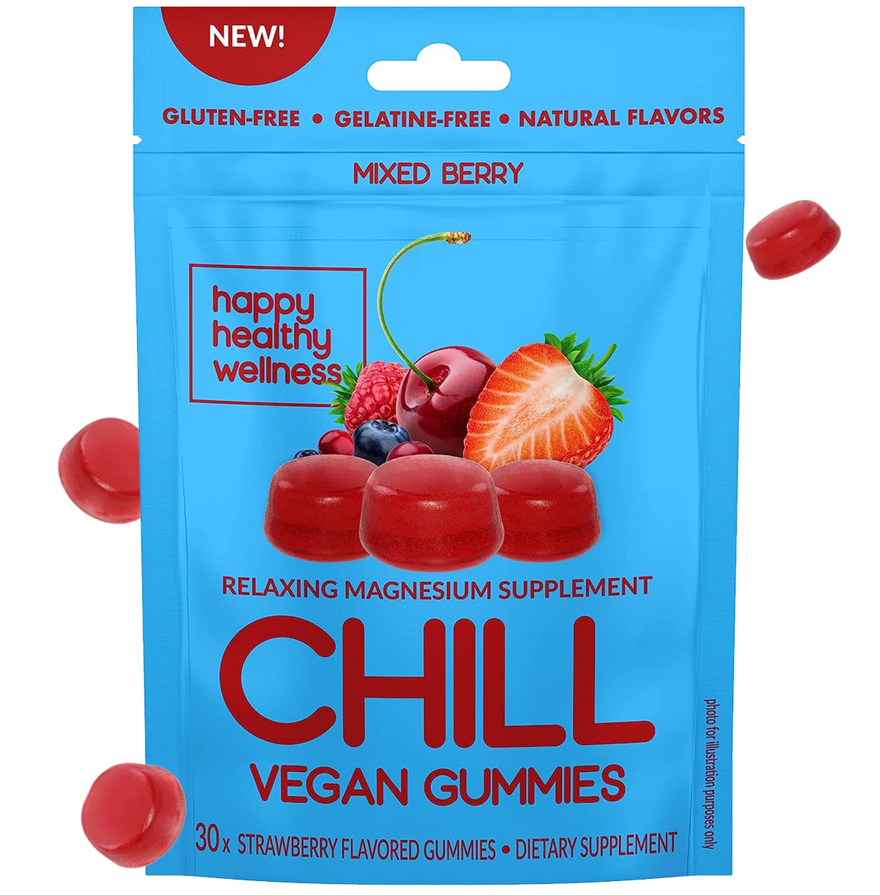 Happy Healthy Wellness Chill Magnesium Gummies, 30 Count