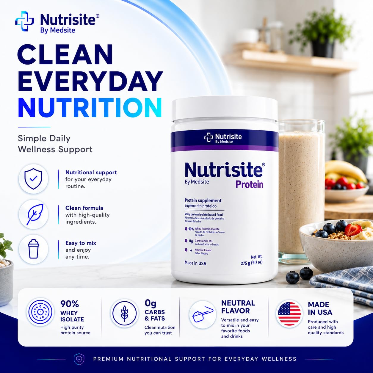 Medsite Nutrisite Whey Protein Isolate Powder 9.7 oz