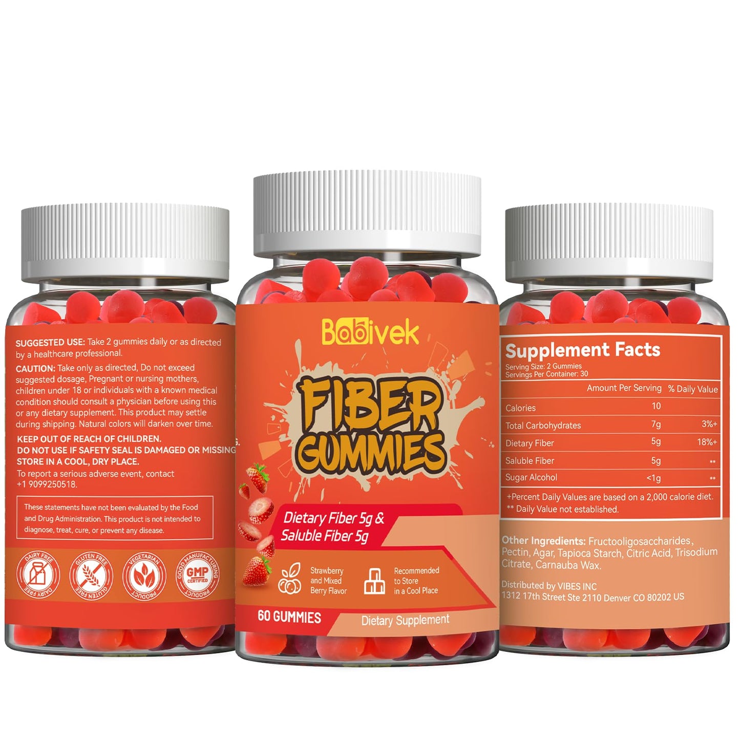 Babivek Fiber Gummies 120 Count