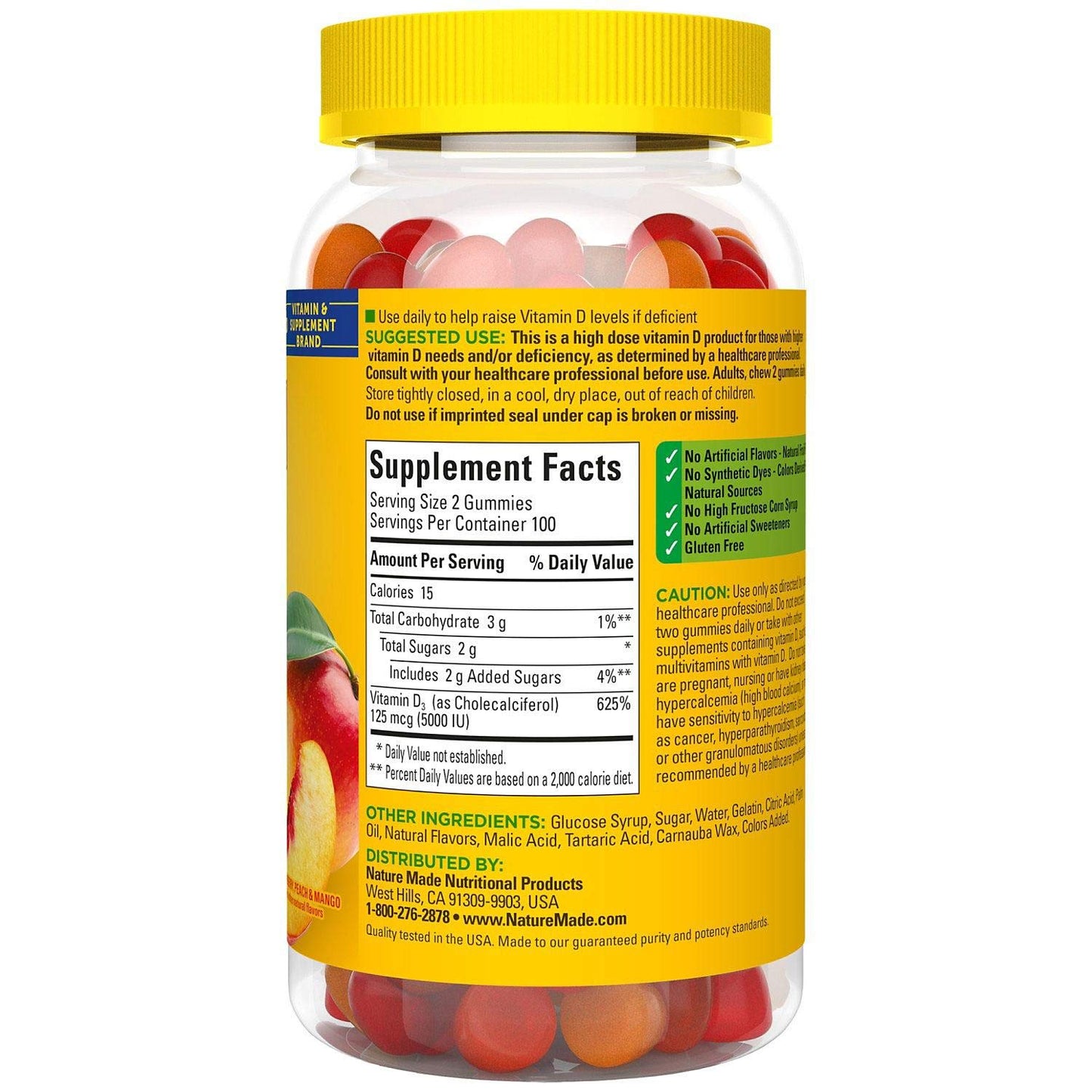 Nature Made Vitamin D3 5000 IU (125 mcg) Gummies 200 Count