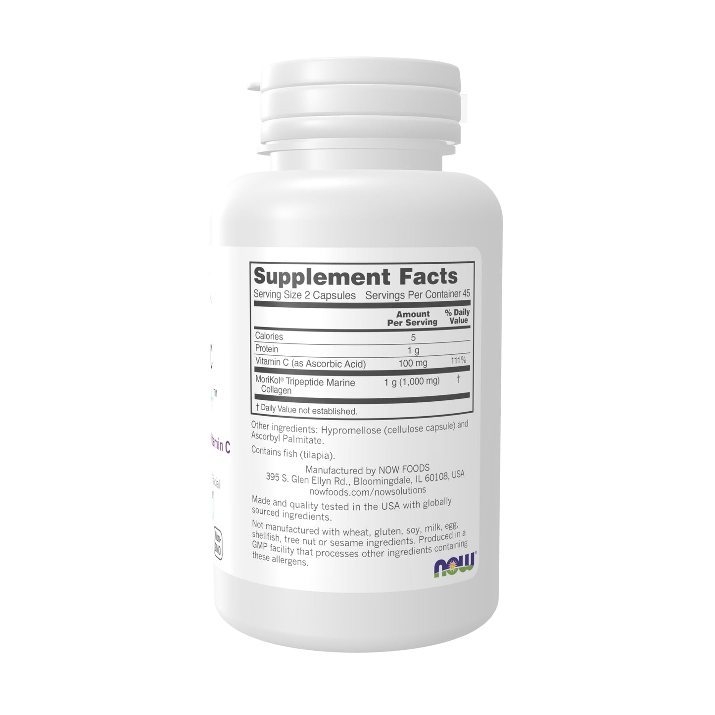 NOW Foods Aquatic Beauty+ Capsules - Marine Collagen and Vitamin C Supplement for Youthful Skin, 90 Count