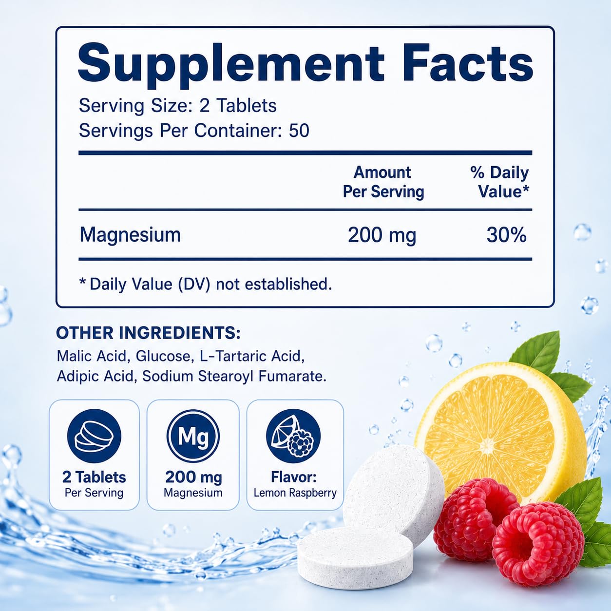 CORELIX Hydrogen Water Tablets with Magnesium, Lemon Raspberry, 100 Count