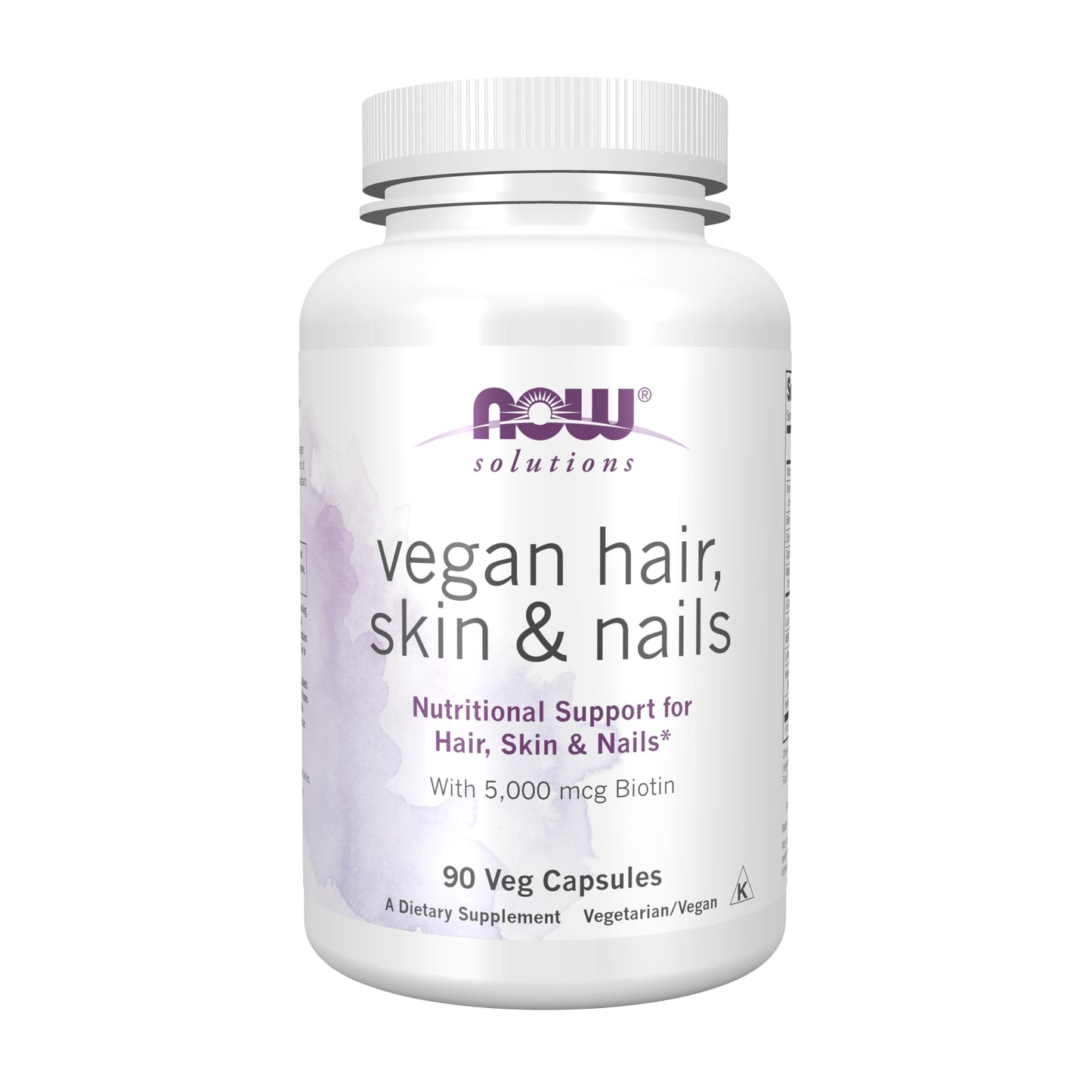 NOW Foods Vegan Hair, Skin & Nails Biotin 5,000 mcg Capsules, 90 Count