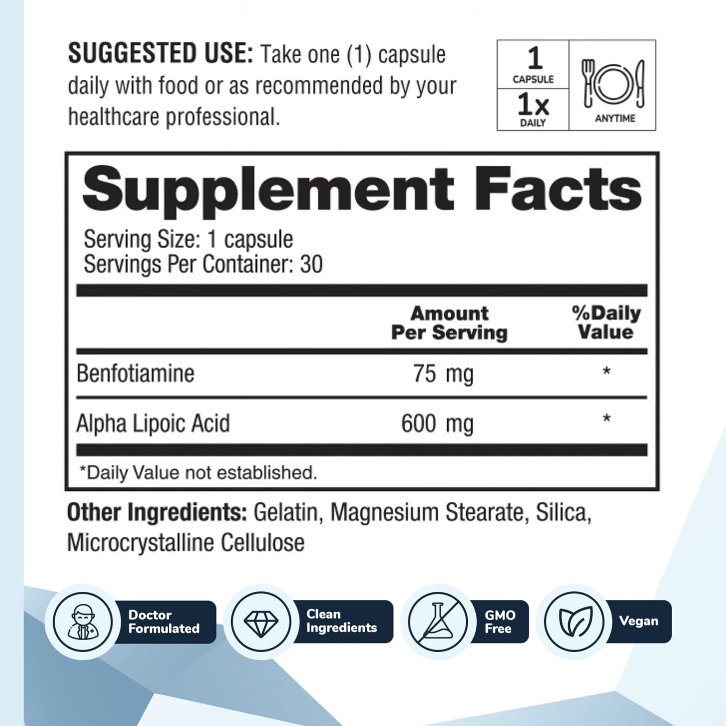 Barton Nutrition Nervala Alpha Lipoic Acid 600mg with Benfotiamine Capsule, 30 Count