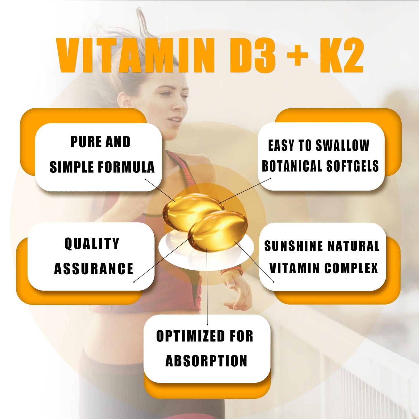 BIO POTENTIA Vitamin D3 K2 with MCT Oil Softgels 90 Count